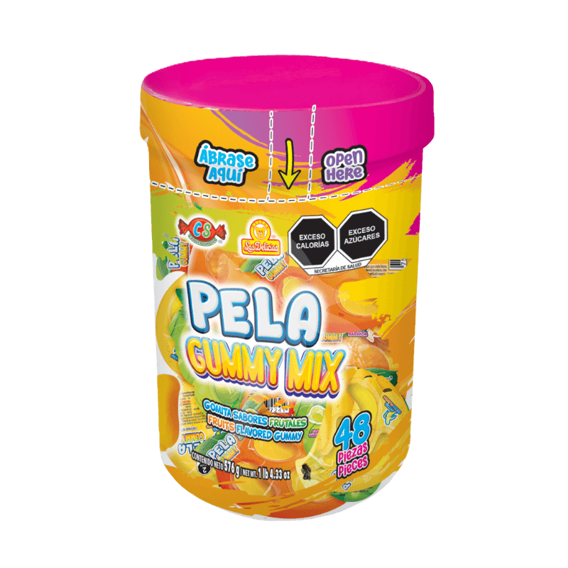 Vitrolero de Pela Gummy Mix con 48 gomitas frutales surtidas