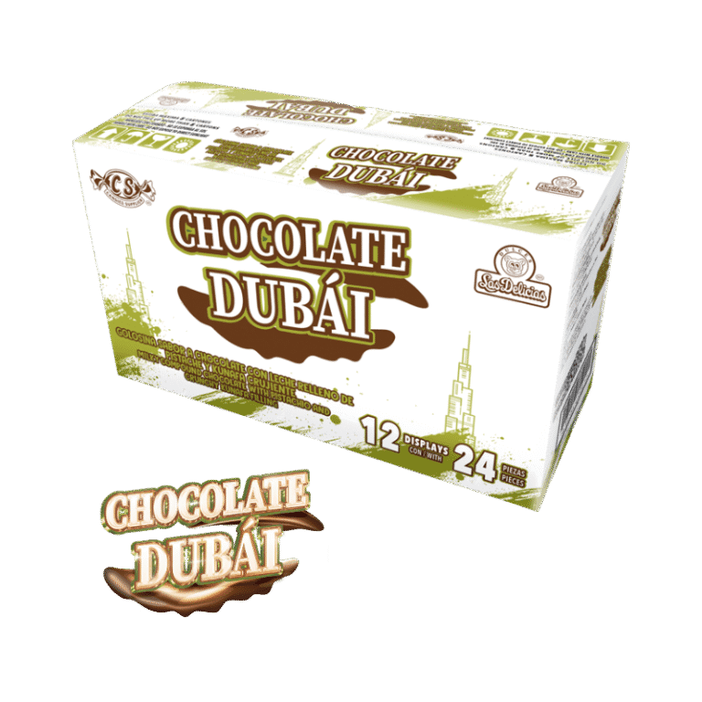 Caja de Chocolate Dubai con 12 displays de 24 barras