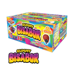 Caja de Gummy Bisabor con 12 vitroleros de 30 piezas
