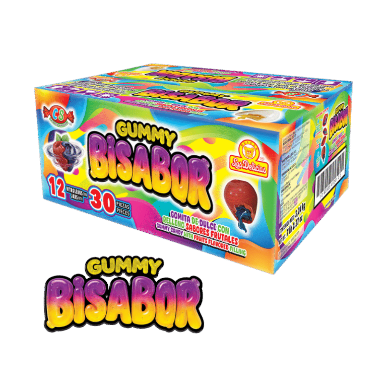 Caja de Gummy Bisabor con 12 vitroleros de 30 piezas