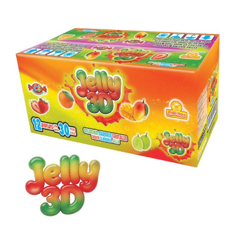 Caja de Jelly 3D con 12 displays de 30 unidades